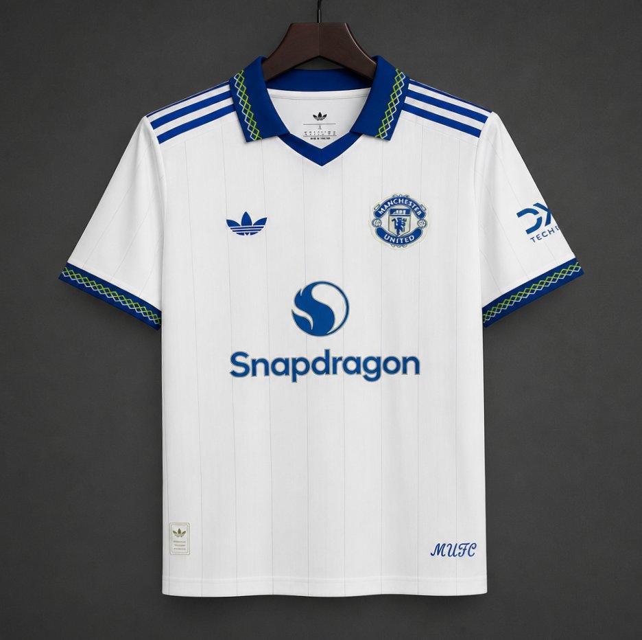 Manchester United White Pinstripe Away 26-27 — image 1